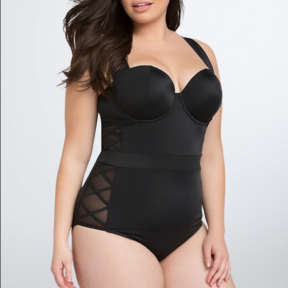 Black Plus Size One Piece Swimsuit W/ Cutouts
